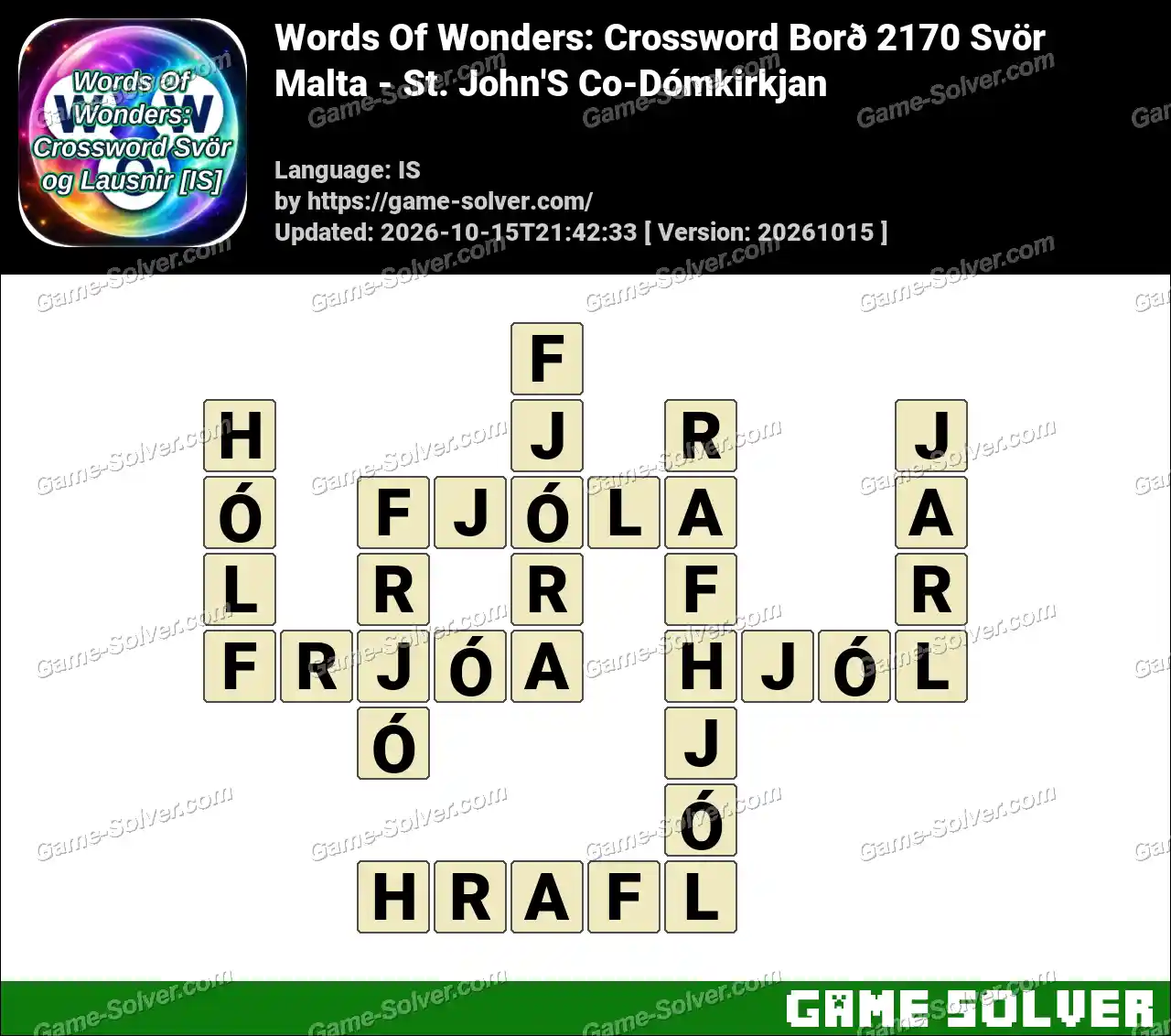 Words Of Wonders: Crossword Borð 2170 Svör – Malta – St. John’S Co-Dómkirkjan